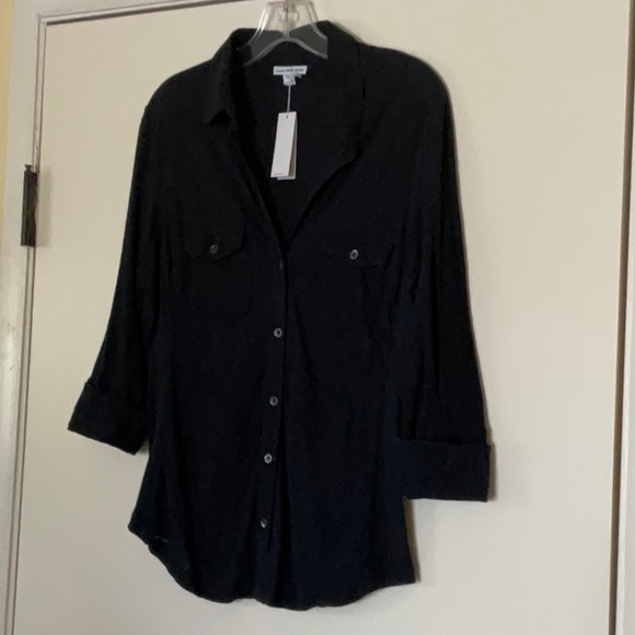 JAMES PERSE CASUAL WORK SHIRT, NAVY, SIZE 3 - Picture 2 of 6